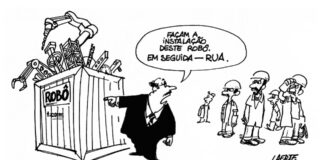 Inteligência Artificial e os novos processos de exploração do trabalho no jornalismo © LAERTE / ILUSTRAÇÃO SINDICAL